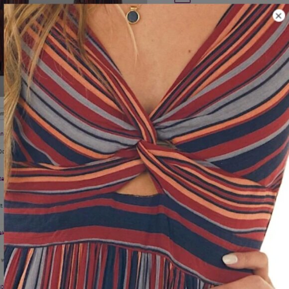 Angie Dress Women’s Large Peek-a-Boo Tiered Maxi Boho Cottagecore - Picture 3 of 14